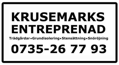 Krusemarks Entreprenad vi utför Entreprenadarbeten såsom t ex, markarbeten, trädgårdsarbeten, transporter, schaktning, stensättning, grundisolering, snöröjning, www.krusemarksentreprenad.se